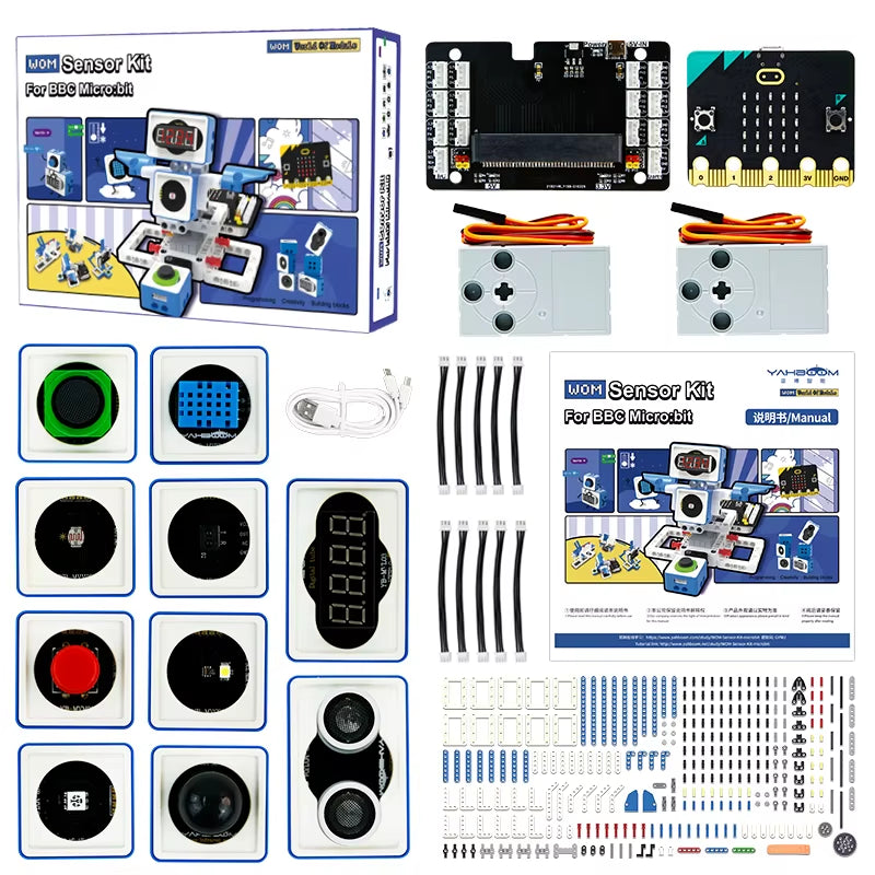 21 in 1 Microbit V2 Robotics Kit DIY Electronic Sensor Kit Programmable Toy for Kids Support Makecode Python Programming