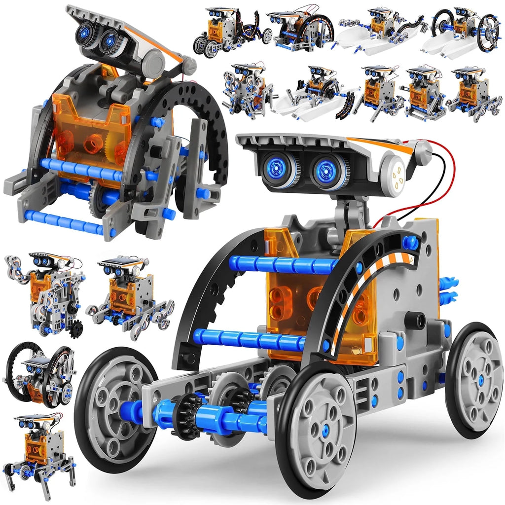 STEM Toys Solar-Powered Transforming Robot Toy - 12-In-1 Construction Set,Educational Science Experiment Kit Toys