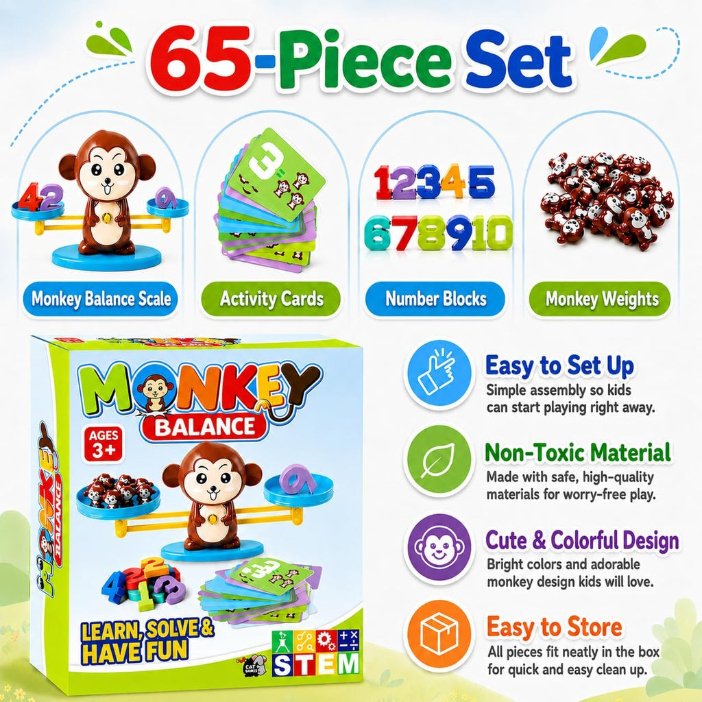 ™ Monkey Scale Balance Counting Toys Math Games STEM Preschool Educational Toys for 3 4 5 Year Olds Math Educational Kindergarten Number Learning Games Gifts for Boy Girl Birthdays Christmas