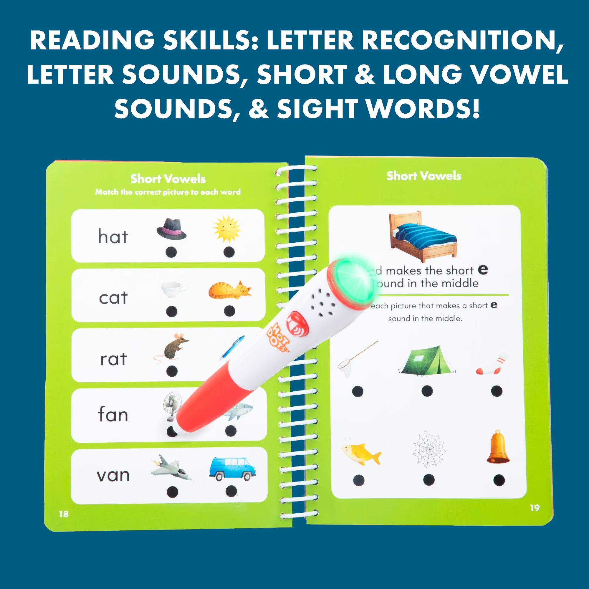 Educational Insights Hot Dots Kindergarten Essentials: Reading & Math Workbook with Interactive Pen, Children 5+
