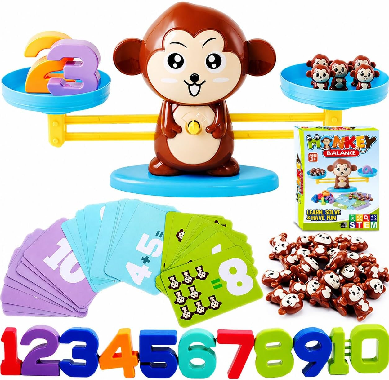 ™ Monkey Scale Balance Counting Toys Math Games STEM Preschool Educational Toys for 3 4 5 Year Olds Math Educational Kindergarten Number Learning Games Gifts for Boy Girl Birthdays Christmas