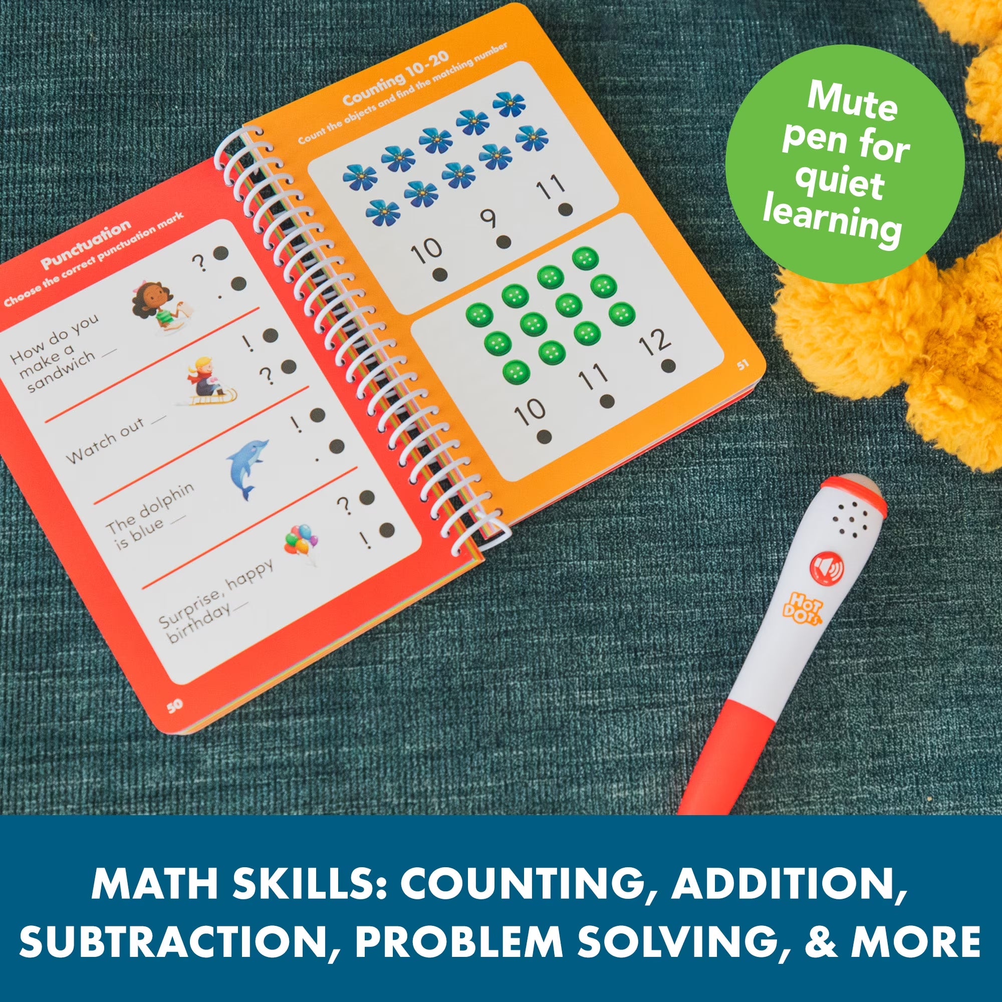 Educational Insights Hot Dots Kindergarten Essentials: Reading & Math Workbook with Interactive Pen, Children 5+