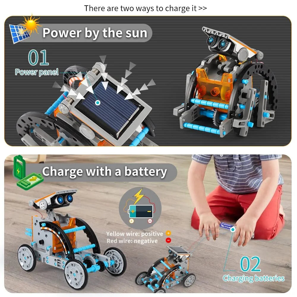 STEM Toys Solar-Powered Transforming Robot Toy - 12-In-1 Construction Set,Educational Science Experiment Kit Toys