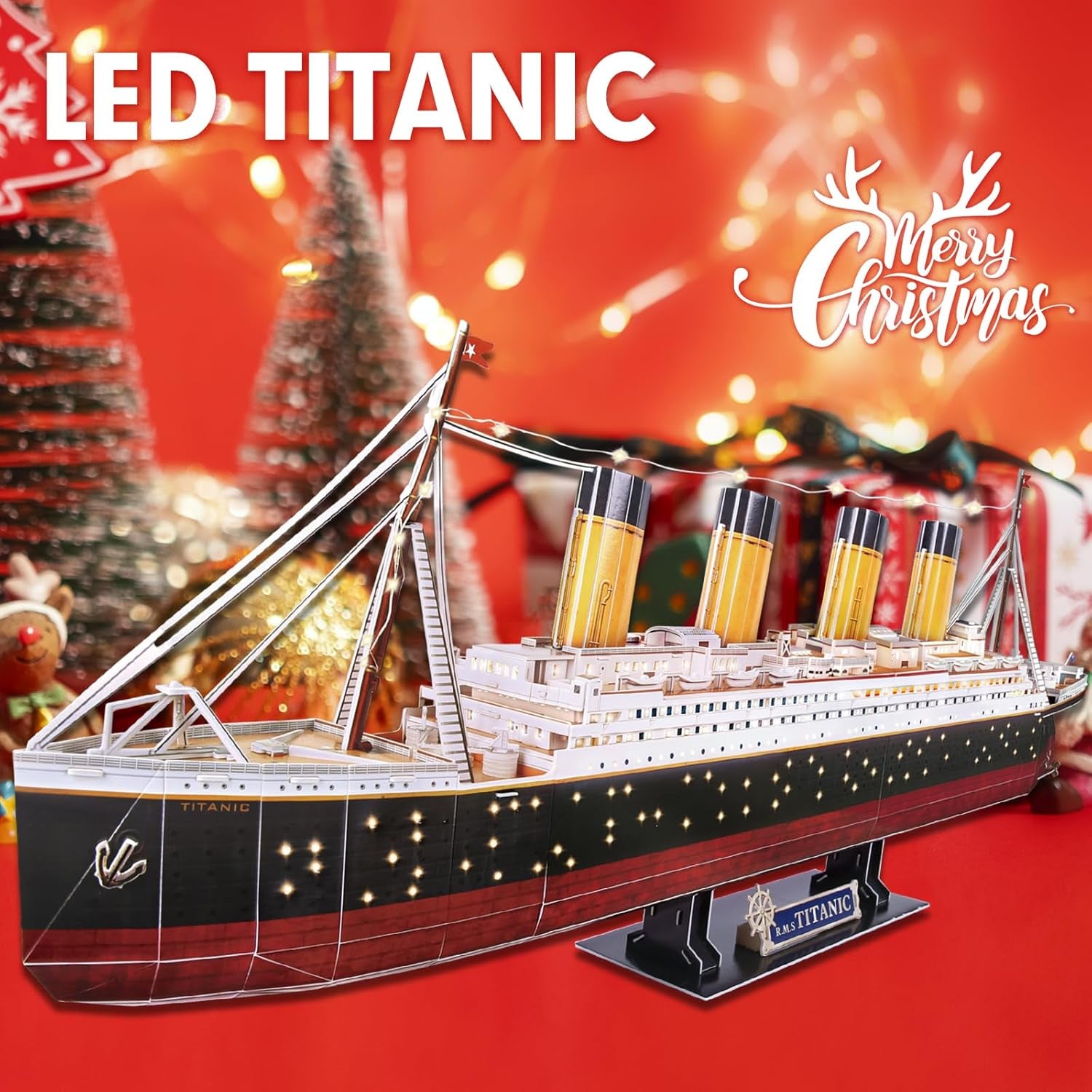 Titanic 3D LED Puzzles for Adults 88 CM 266 Pieces,Titanic Toys for Teens, Home Decor Birthday Gifts Adults Gifts for Mom